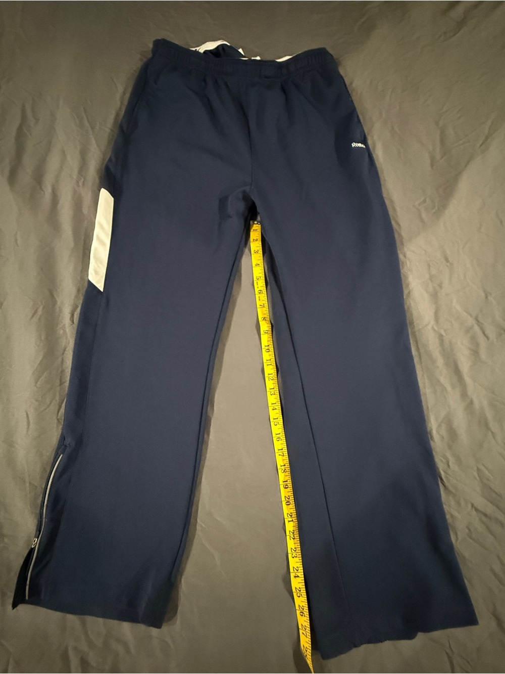 Reebok Navy Track Pants with White Side Panel